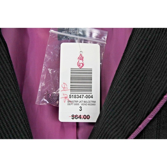 Torrid Womens Size 3 Pinstripe Blazer Pink Trim Bow Pockets Tie Back NWT - Picture 8 of 16